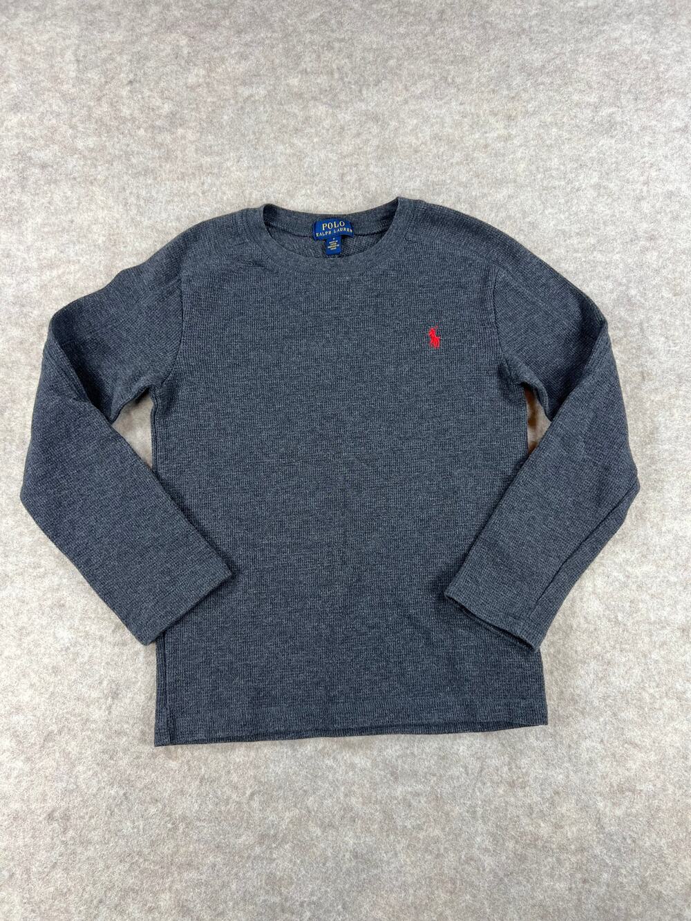 Polo Ralph Lauren Gray Waffle Knit Long Sleeve Thermal Shirt Boys Size 7